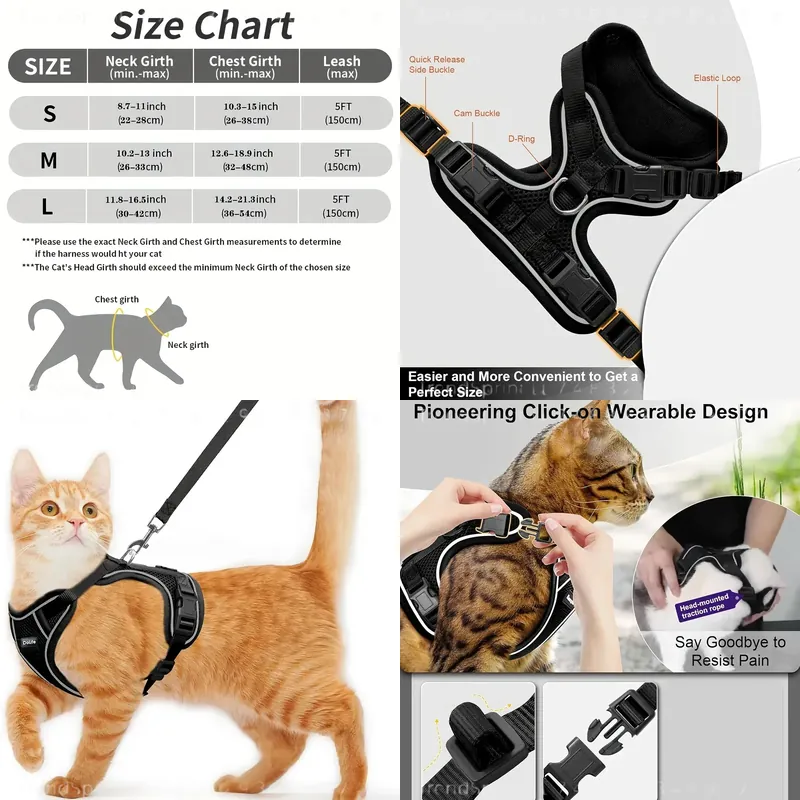 Outdoor Adventure Vest - Kedi Göğüs Tasması ve Tasma Seti,
