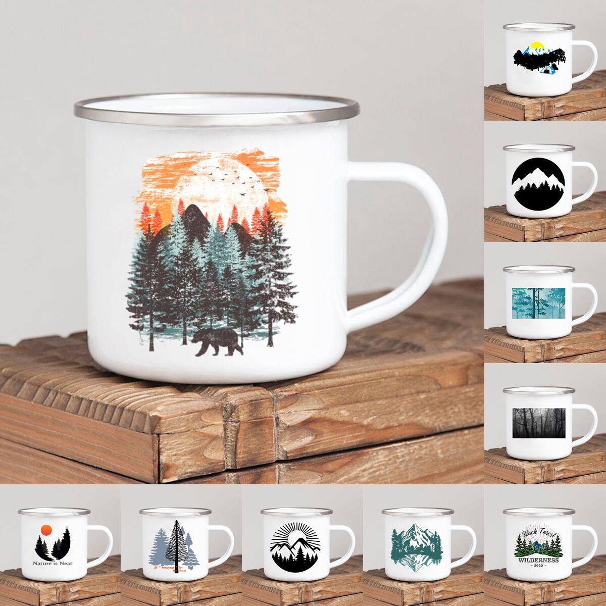 Outdoor Adventure Ideas - Orman Kampı Emaye Kahve Kupa Macera